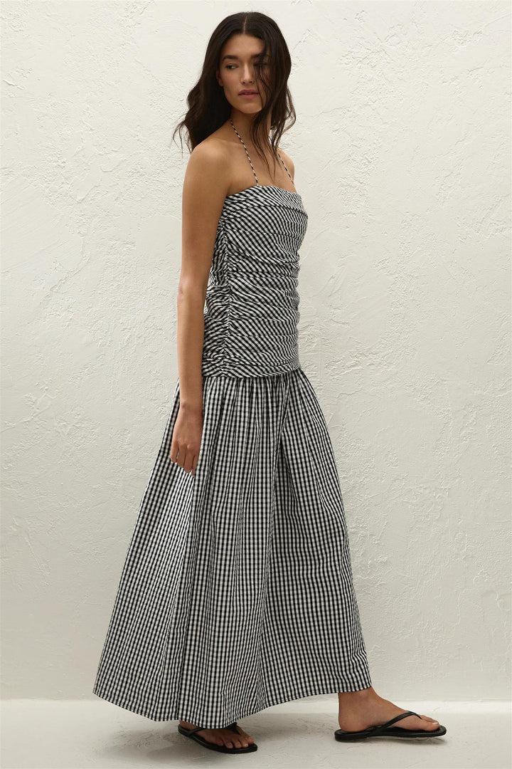 Vento Midi Dress Blck Textured Gingham