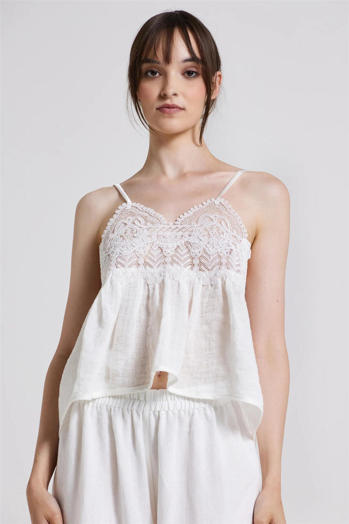 Back Bow Slip Top Off White