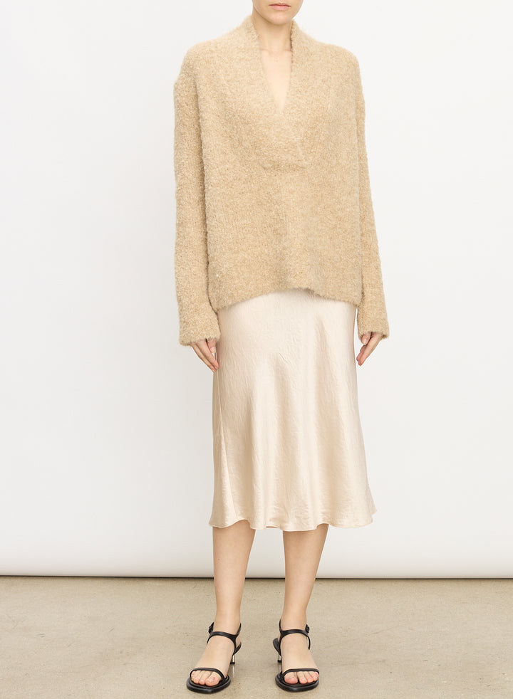 Crimped Shawl Sweater Champagne