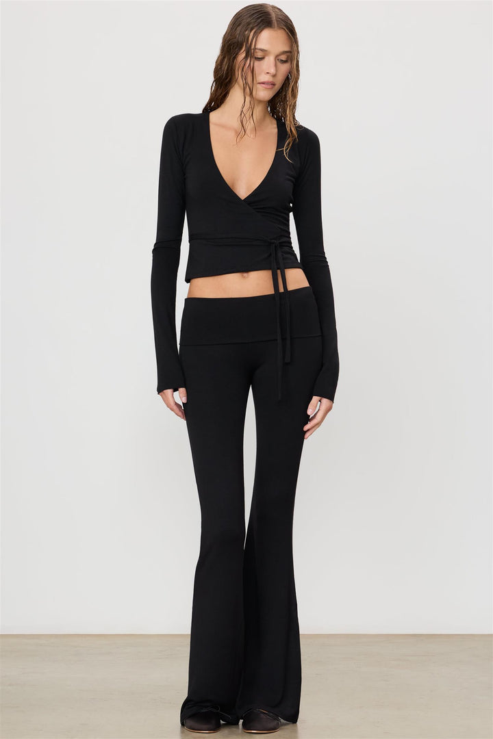Foldover Flare Pant Black