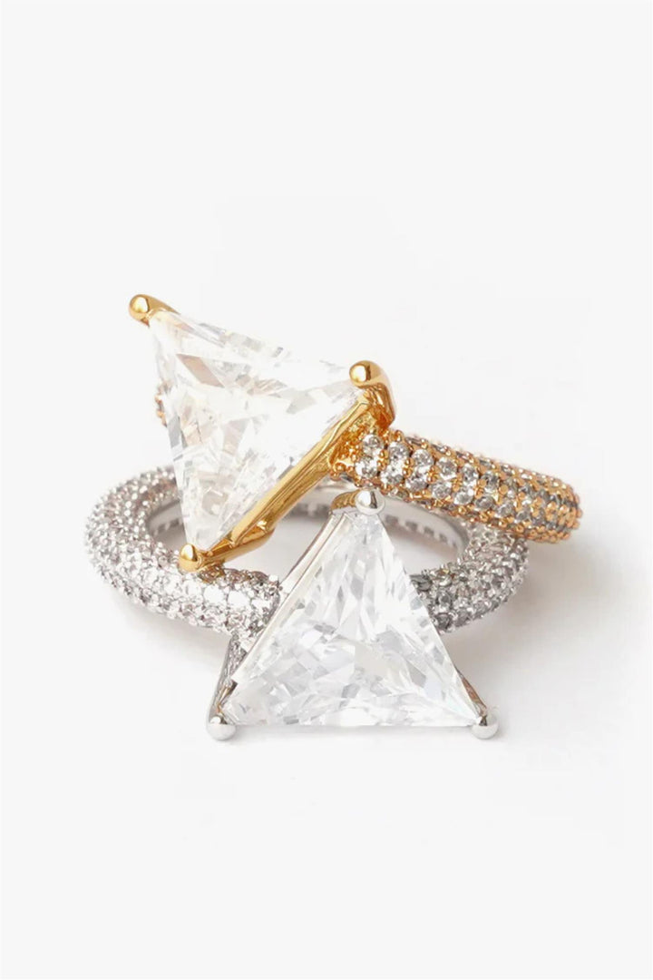 Mega Triangle Ring White Silver