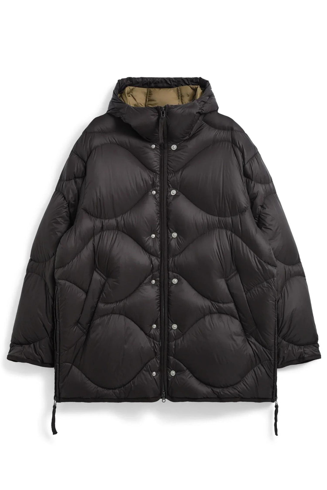 Military Hooded Volume Down Jacket Dark Chocolate