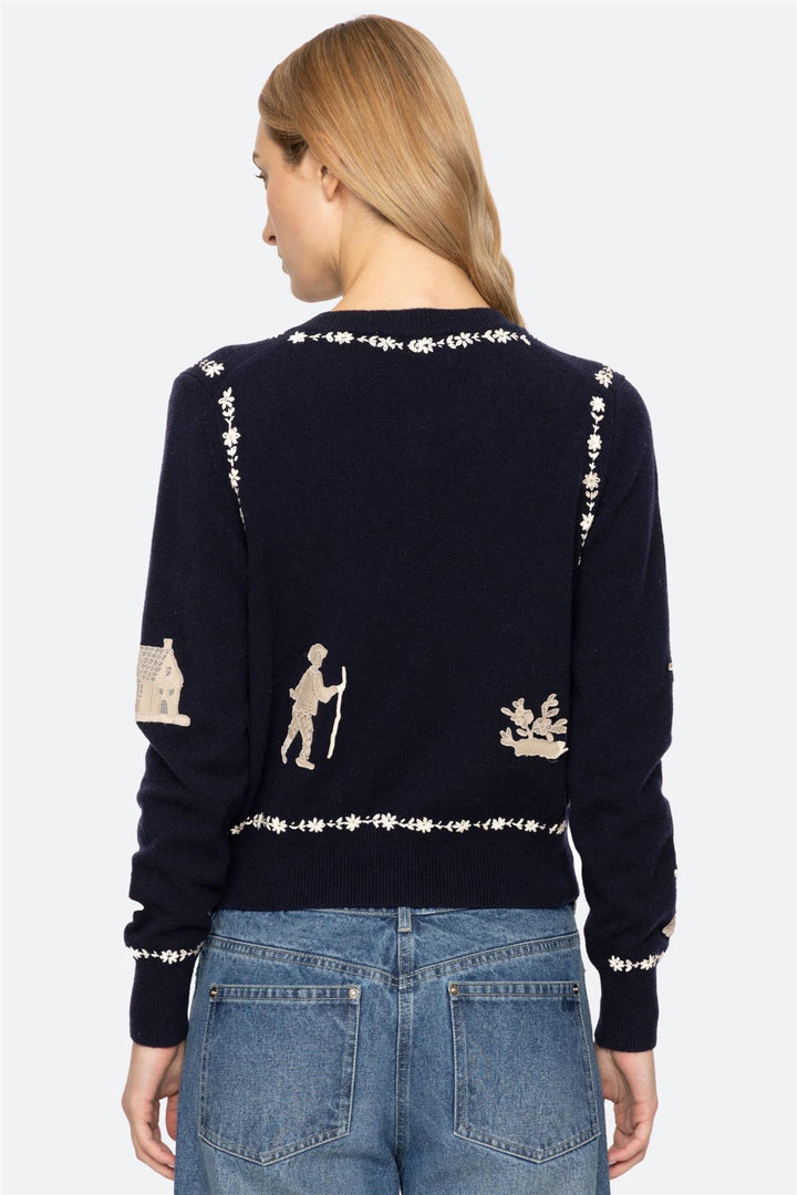 Margureite Lace Patch Cardigan Navy