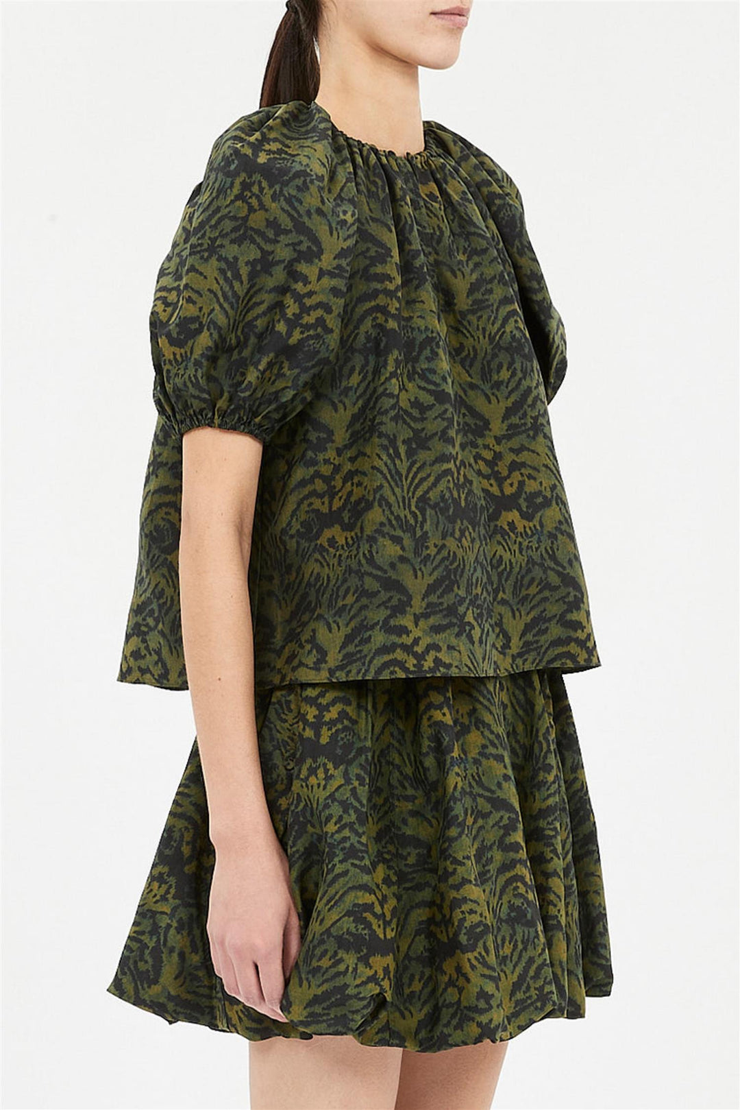 Talie Silk Short Sleeve Blouse Desert Jasper