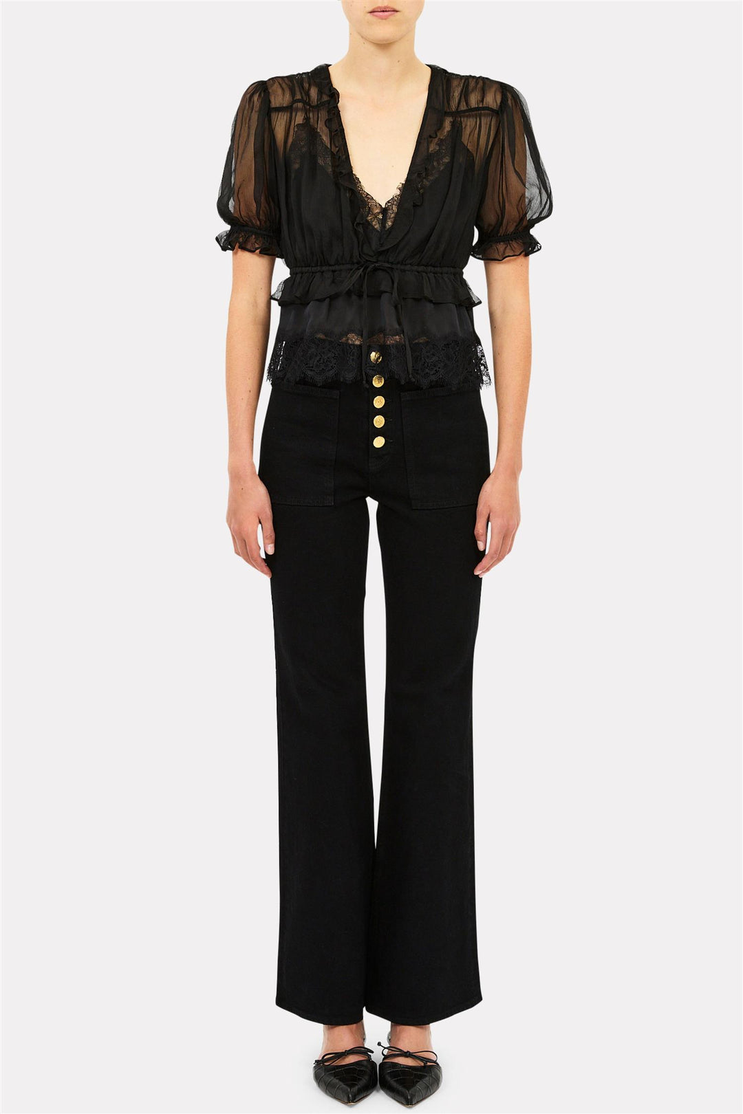 Selene Puff Sleeve Top Noir