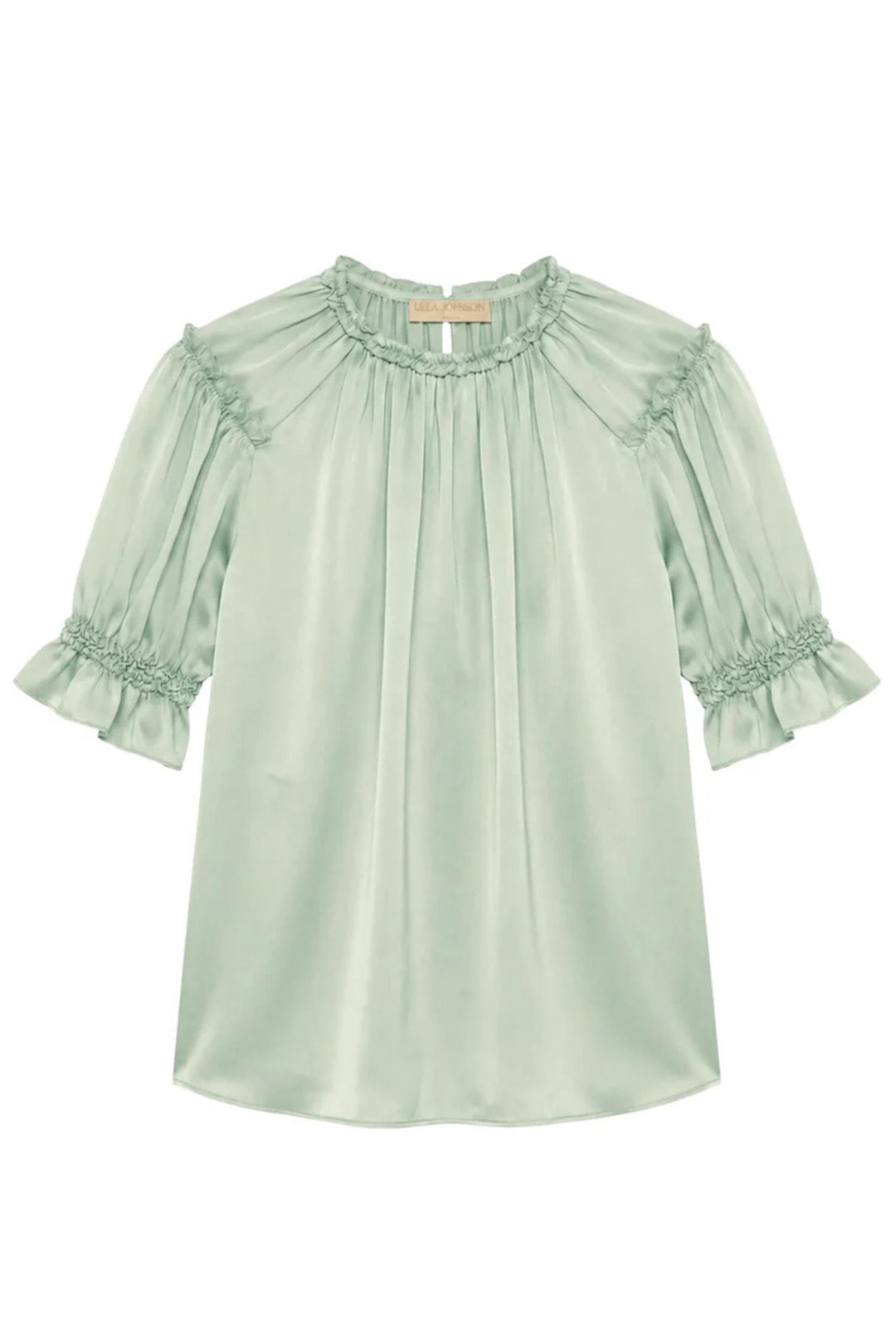 Alina Short Sleeve Silk Top Celadon