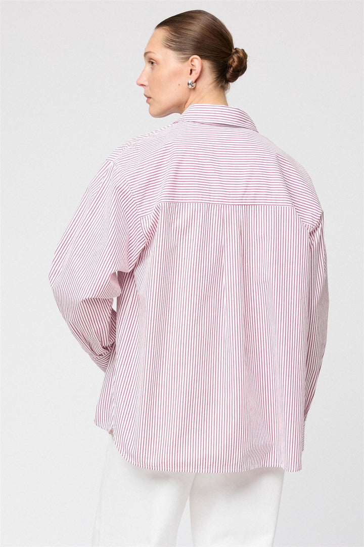 Coastal Shirt White Red Pinstripe
