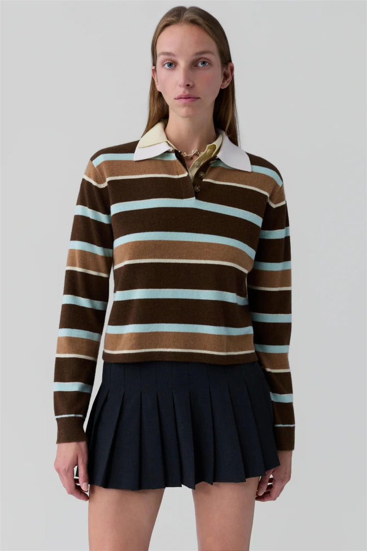 Cropped Stripe Rugby Chestnut Combo