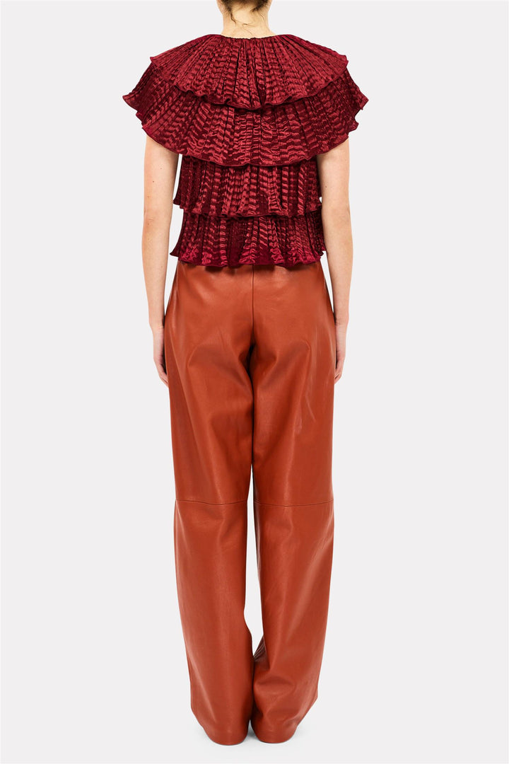 Izel Ruffle Top Garnet