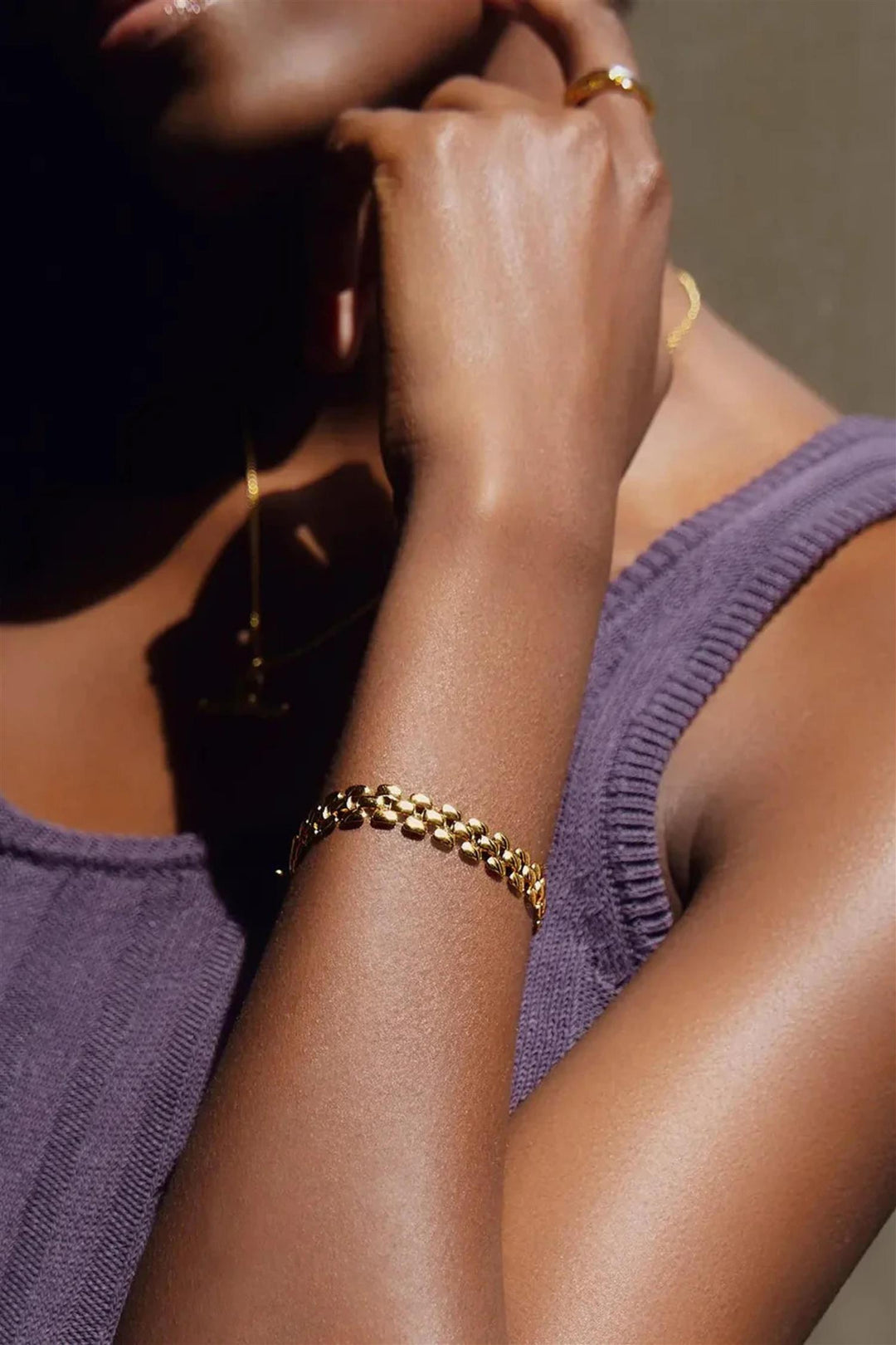 Timepiece Wide Chain Bracelet Gold