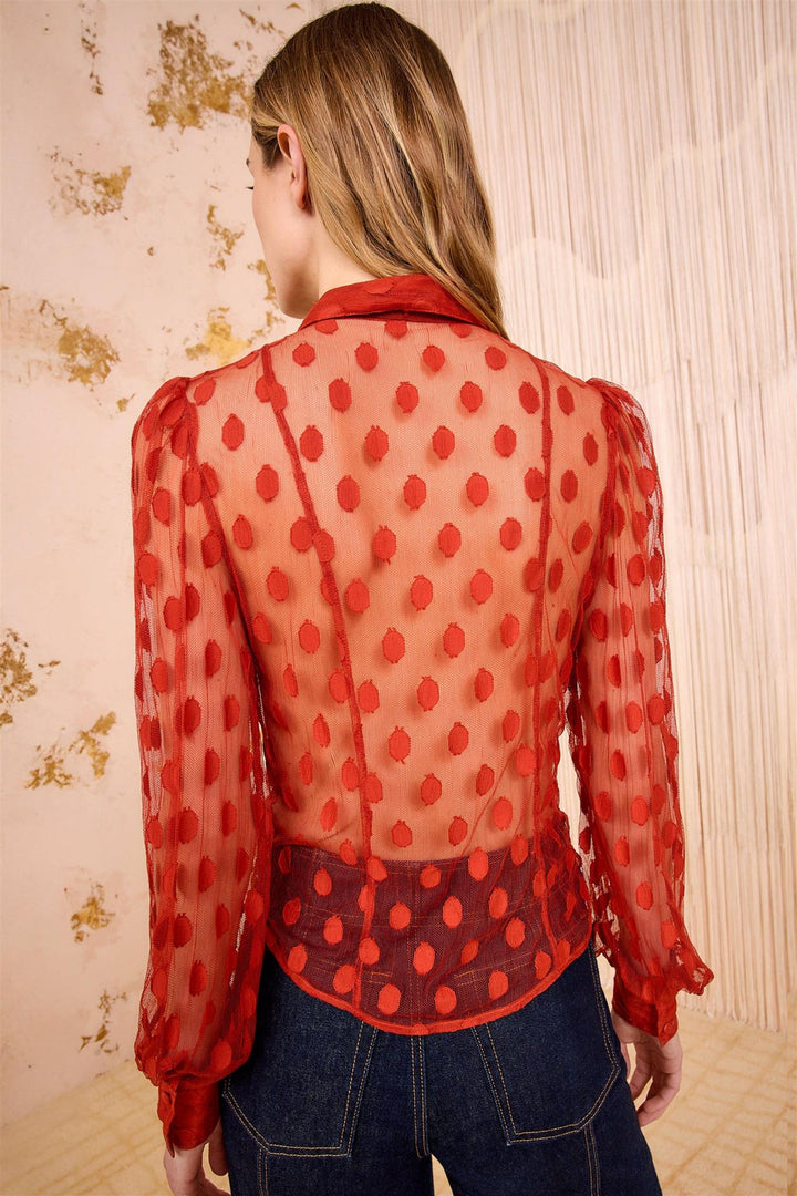 Soraya Lace Neck-Tie Blouse Ruby
