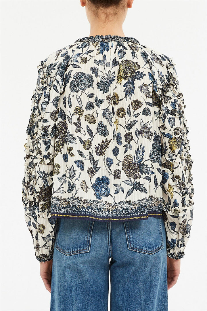 Azrou Cotton Long Sleeve Blouse Porcelain
