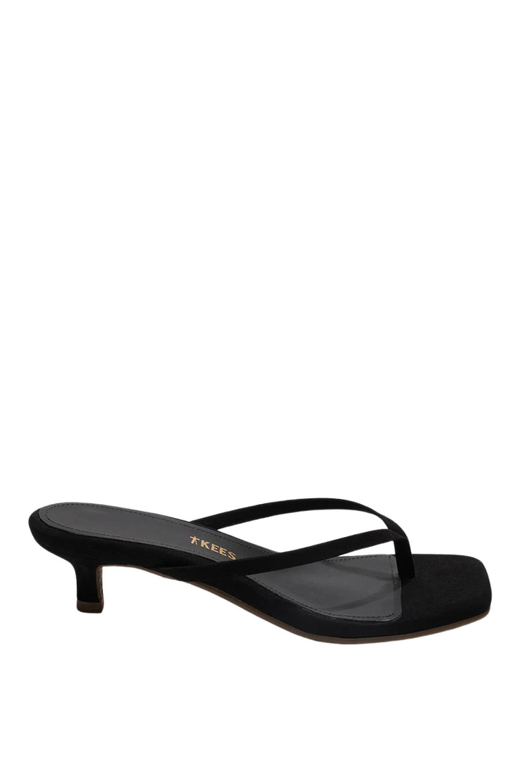 Square Toe Julia Kitten Heel Black Suede