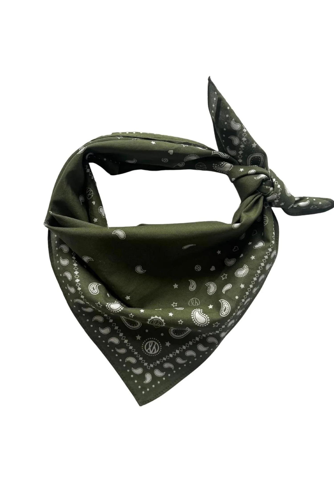 Cotton Paisley Scarf 55 cm. Olive Green