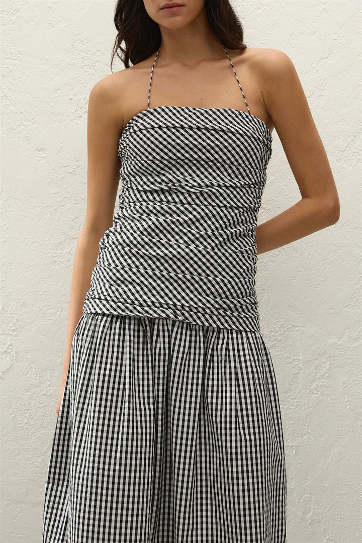 Vento Midi Dress Blck Textured Gingham