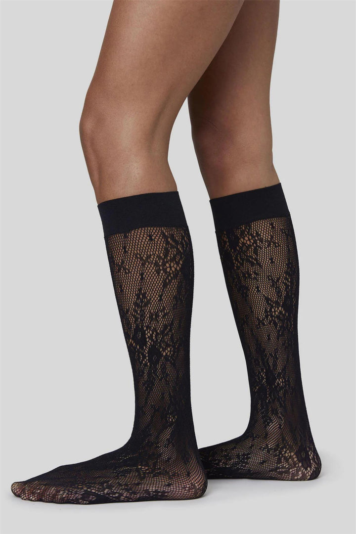 Rosa Lace Knee-Highs Black