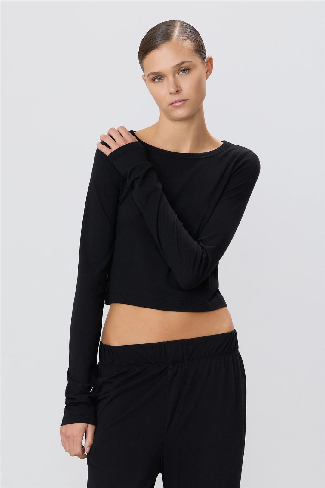 Long Sleeve Baby Tee Black