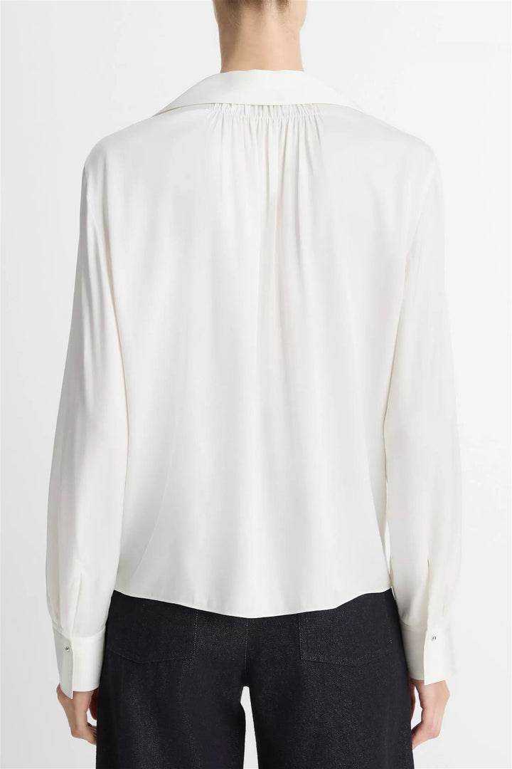 Smocked Long-Sleeved Blouse Off-White