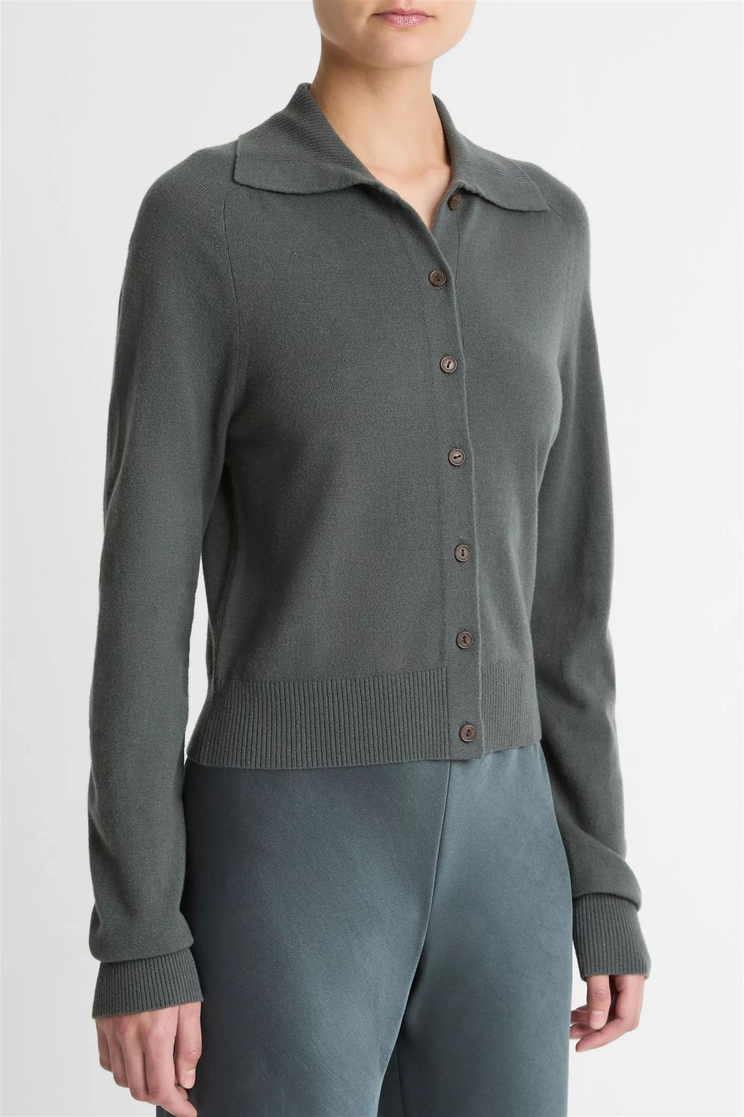 Button Up Polo Cardigan Malachite
