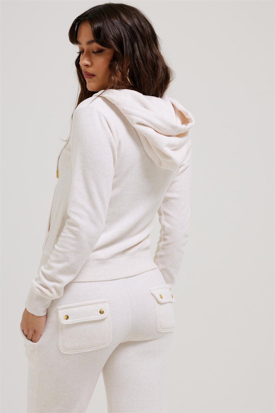 Robertson Velour Zip Hoodie Oatmeal Marl