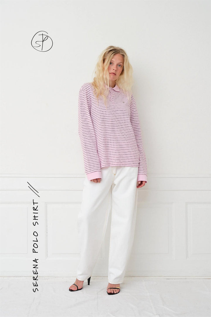 Serena Polo Shirt Berry Stripe