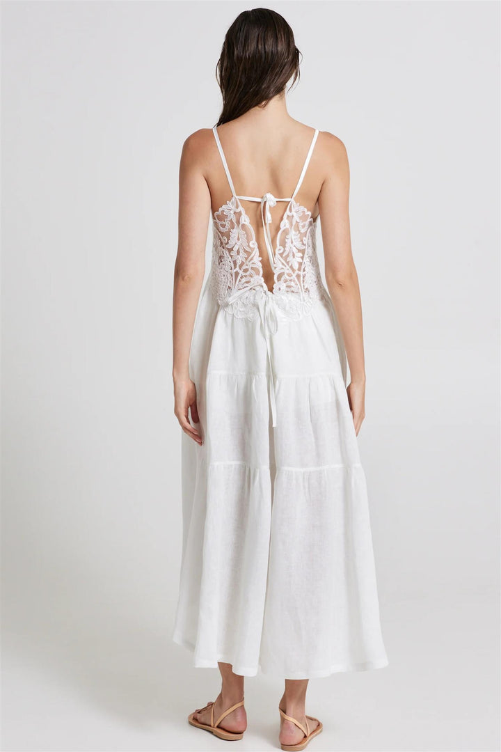 Midi Slip Lace Dress White