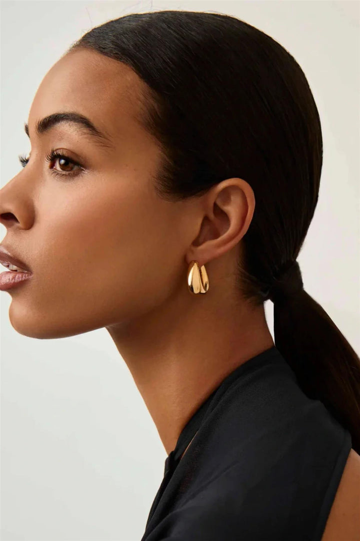 Sculptural Chubby Small Hoop Earrings Gold