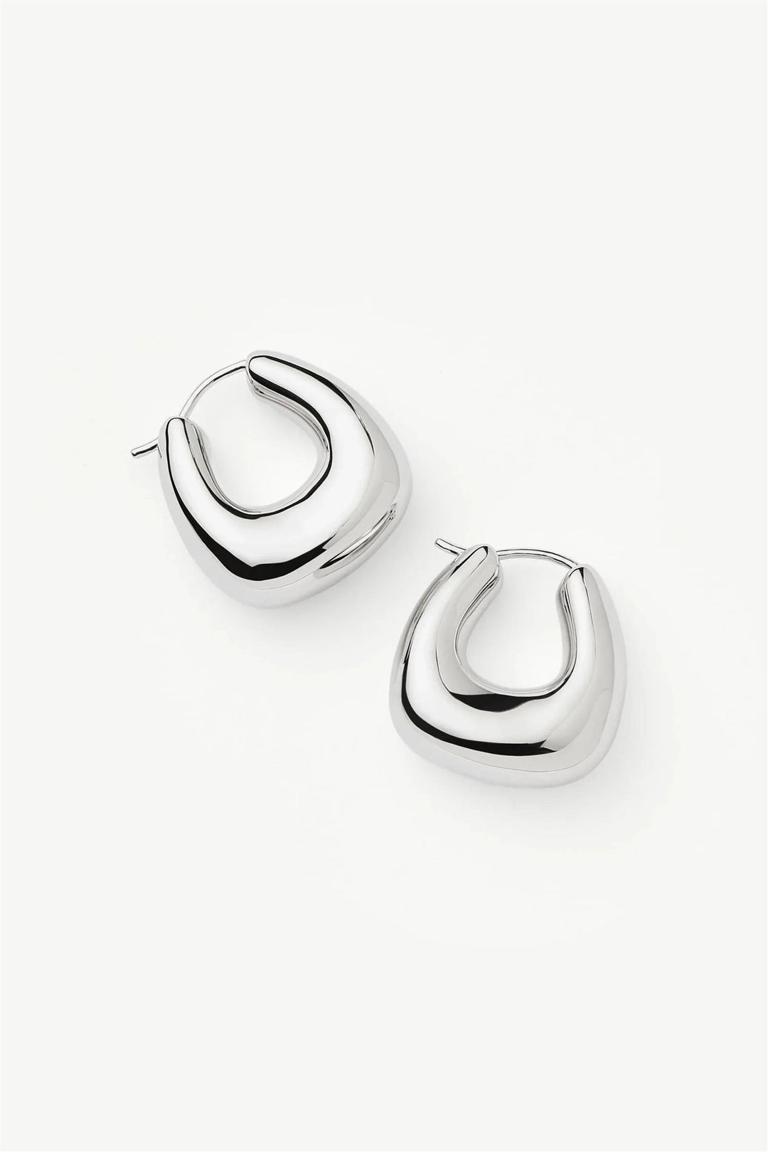 Sculptural Chubby Small Hoop Earrings Silver