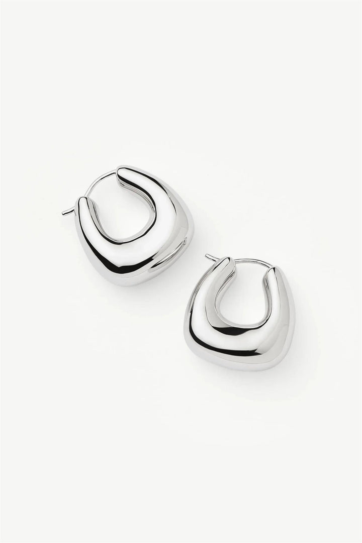 Sculptural Chubby Small Hoop Earrings Silver