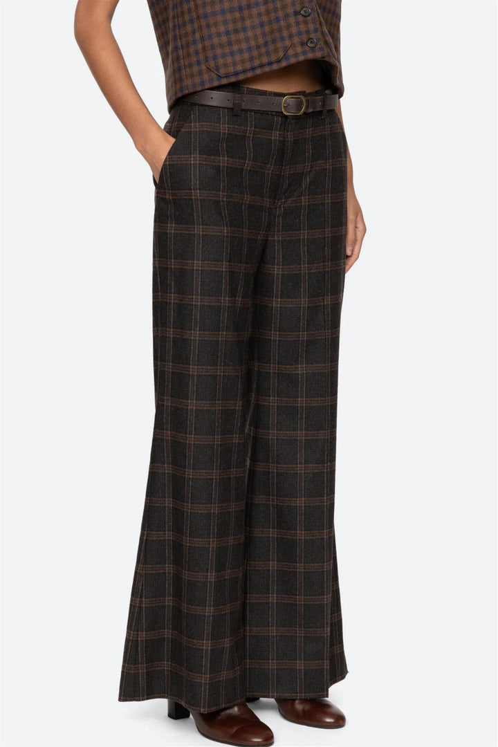Monroe Wool Plaid Belted Pant