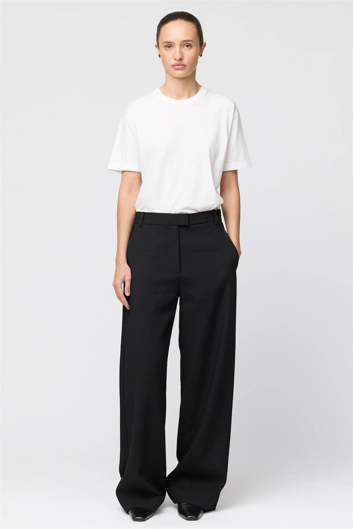 Tailored Wide Leg Trousers Jet Black