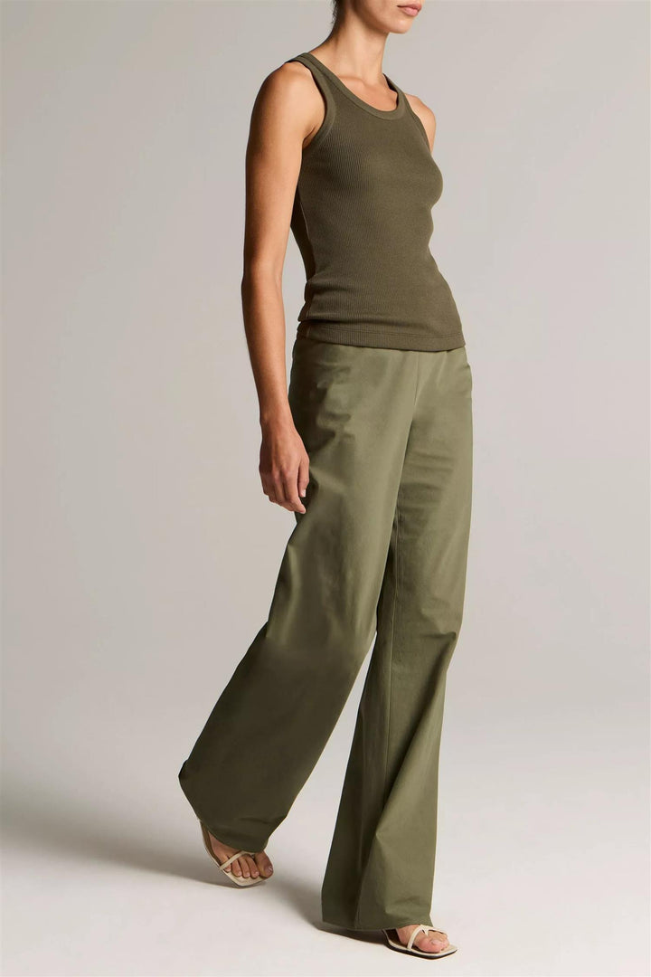 Colette High Waist Cotton Twill Bias Pant Pine Grove