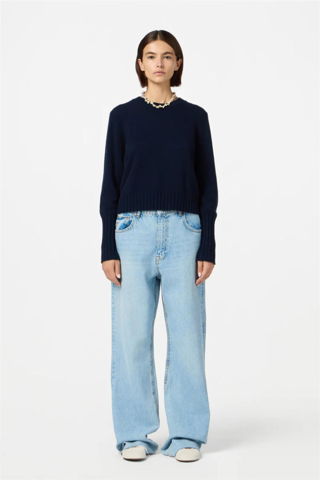 Shrunken Cashmere Crew Midnight