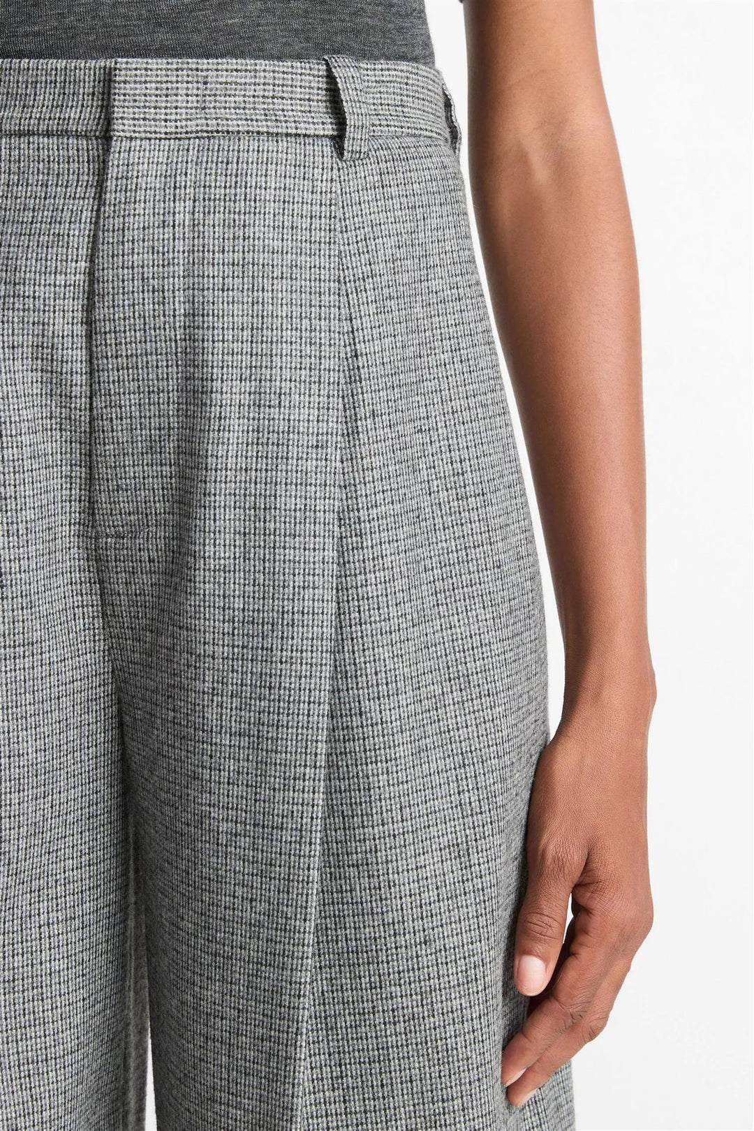 High Waist Roma Check Trouser Dark Grey Check