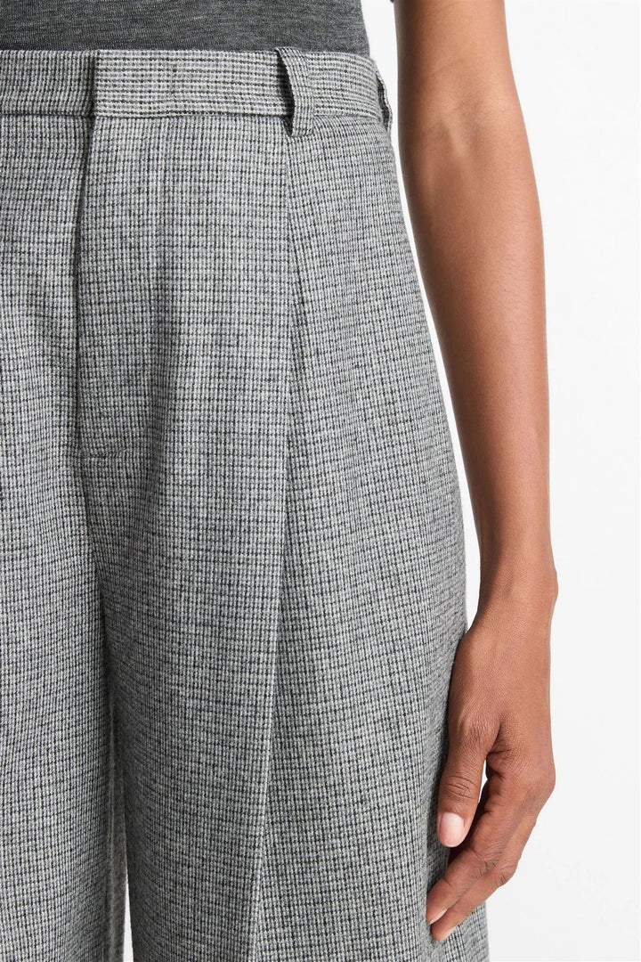 High Waist Roma Check Trouser Dark Grey Check