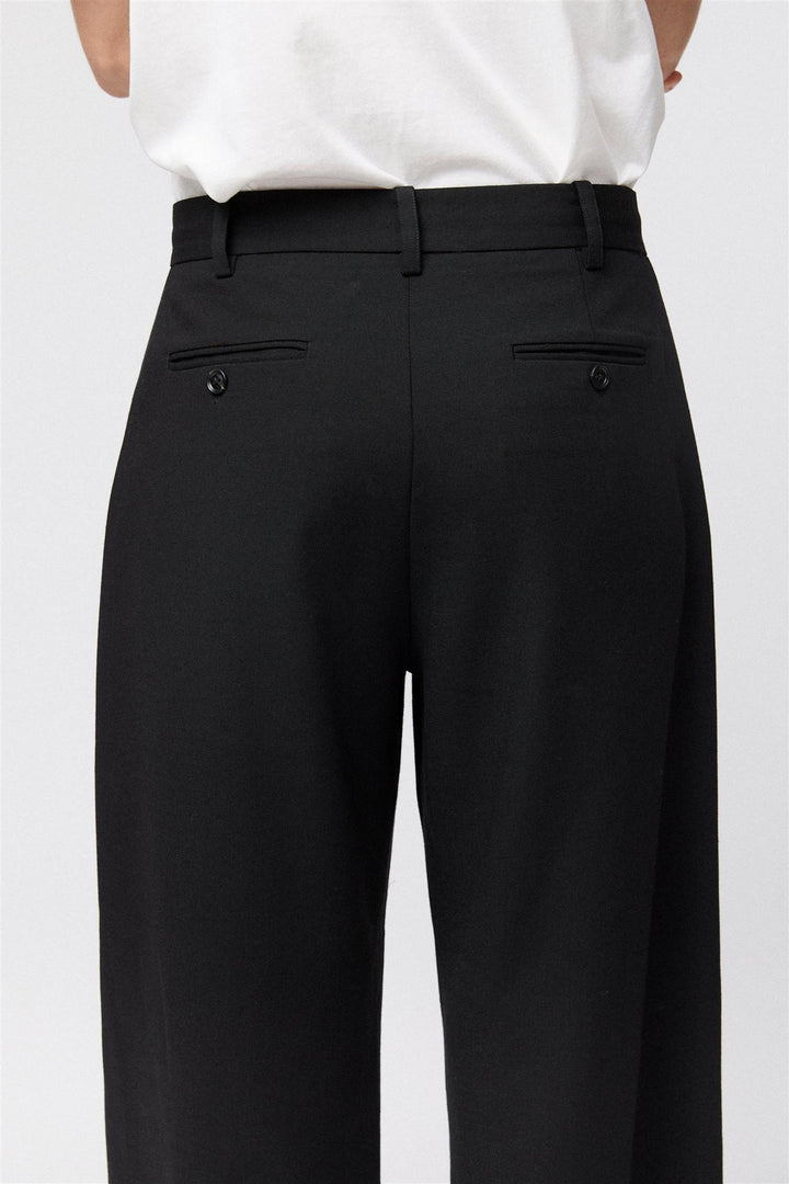 Tailored Wide Leg Trousers Jet Black