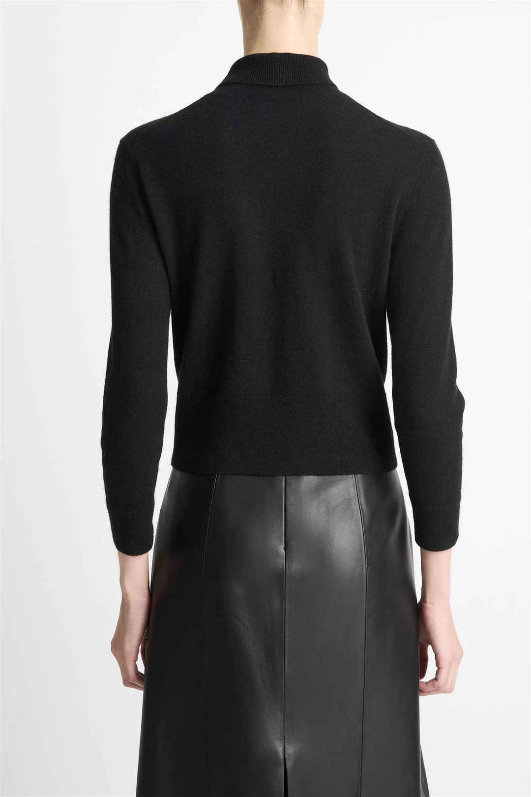 Cashmere-Silk Three-Quarter-Sleeve Sweater Black