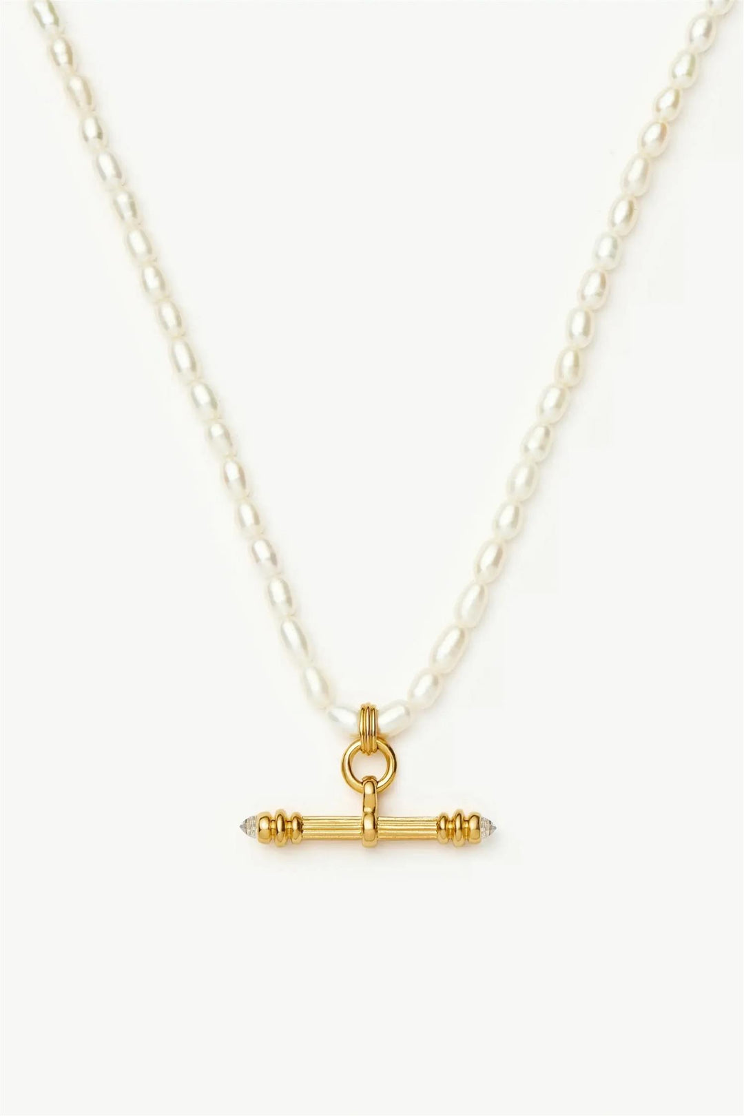Harris Reed Pearl T-Bar Necklace Gold