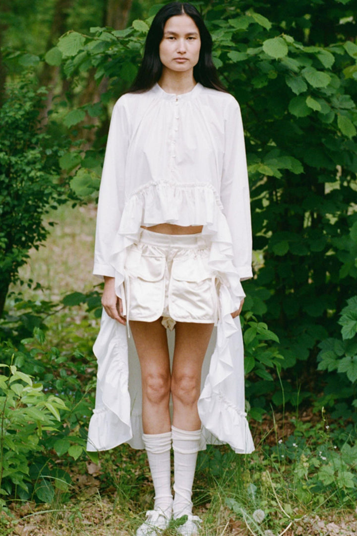Loraine Satin Bubble Shorts Cream