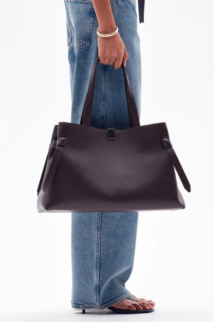 Gyoza Tote Pebble Grain Leather Espresso