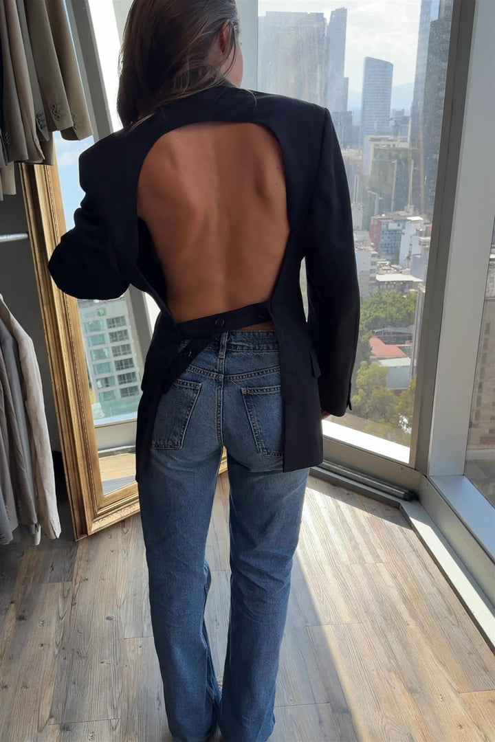 Adjustable Open-Back Blazer Navy Size 36