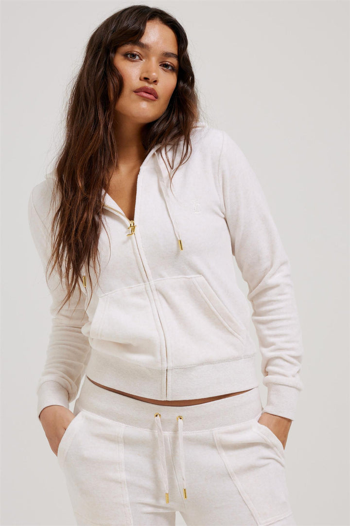 Robertson Velour Zip Hoodie Oatmeal Marl