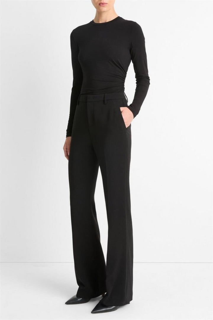 Mid Rise Tailored Flared Pant Black