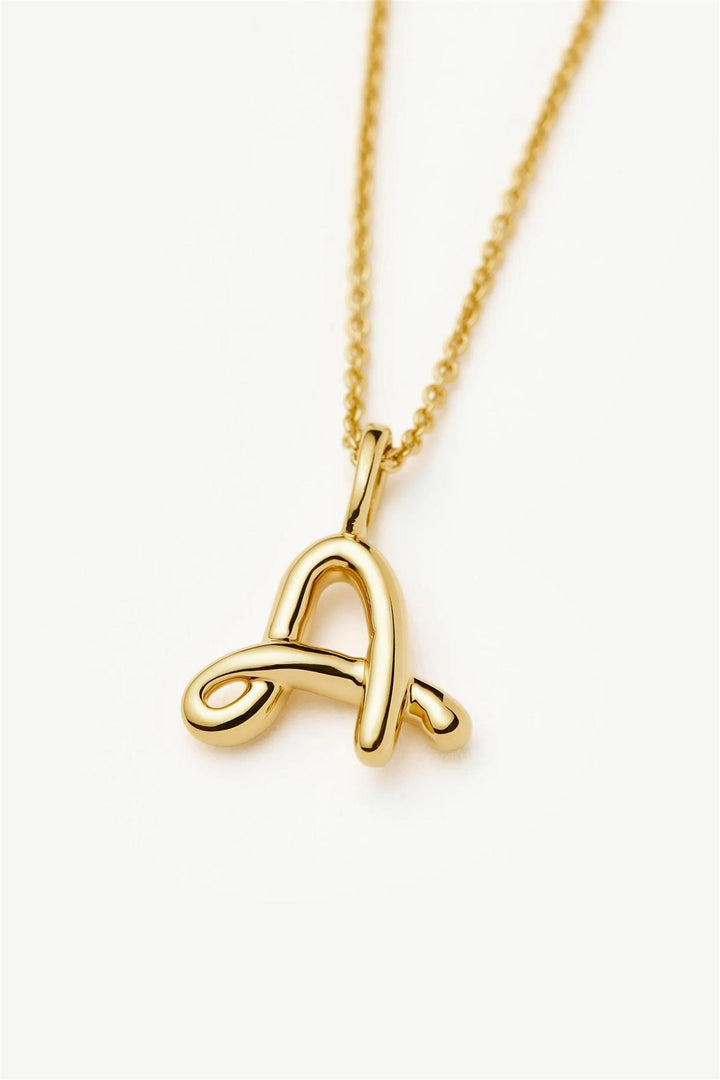 Curly Molten Mini Initial Necklace Gold