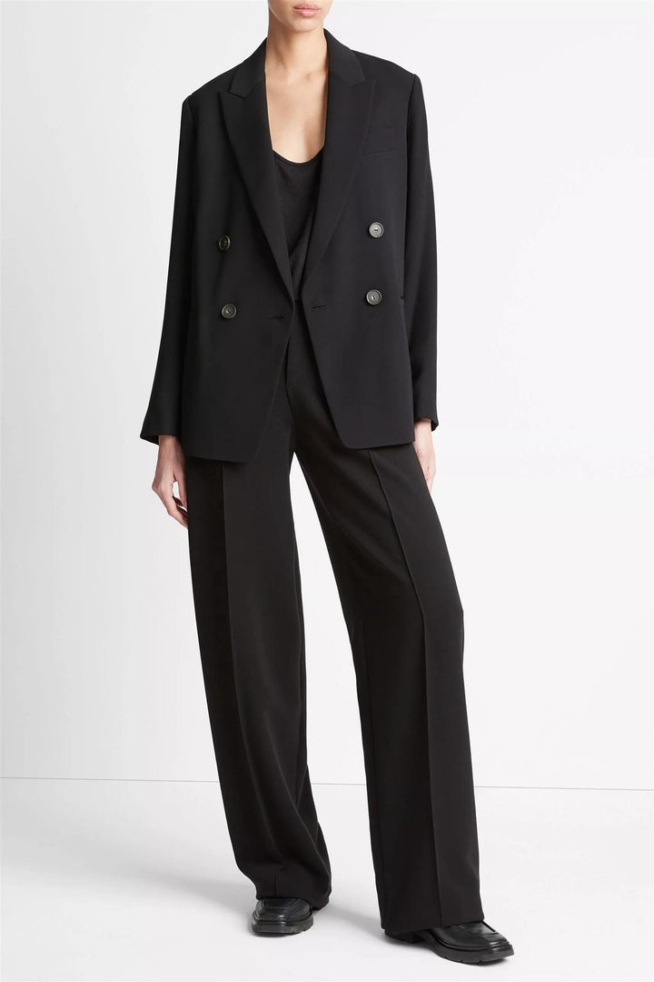 Crepe Double Breasted Blazer Black