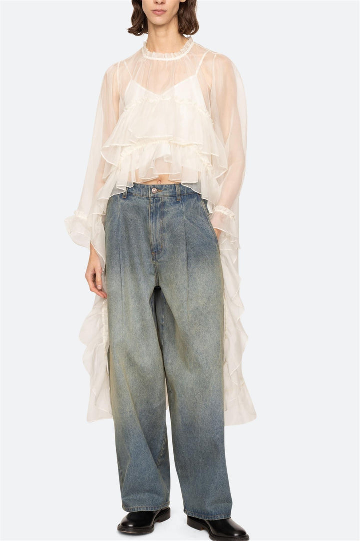 Cornelia Solid High Low Top Cream