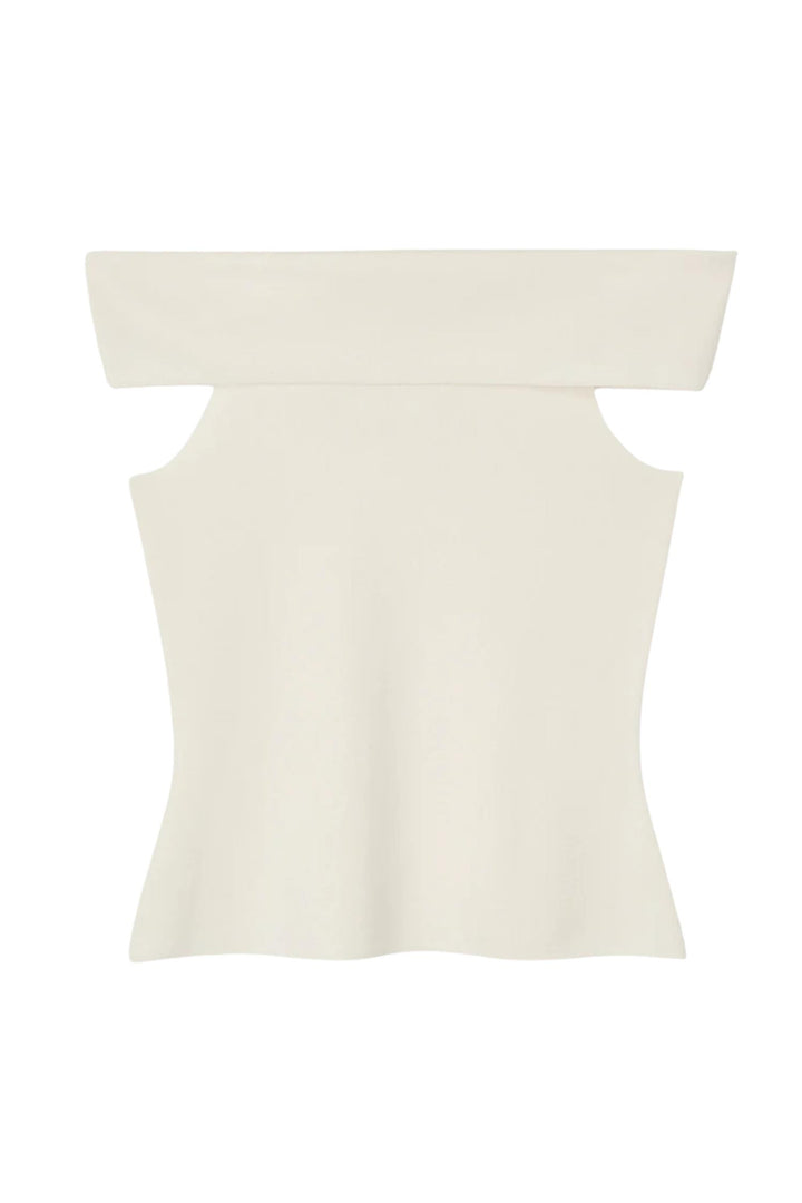 Compact Knit Off Shoulder Top Macadamia