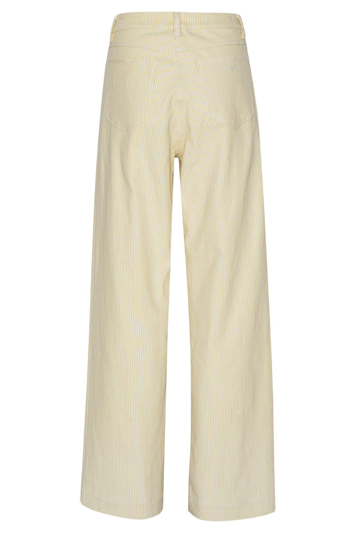 Striped Twill Wide Pants Straw Comb