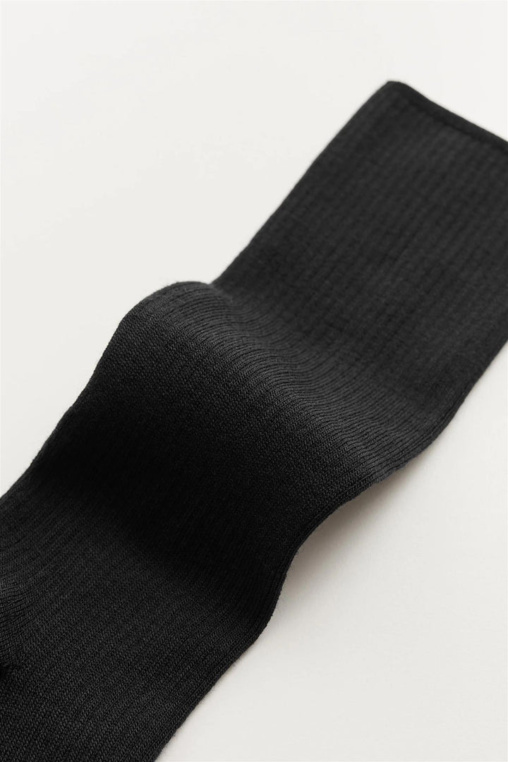 Wool Rib Socks Black
