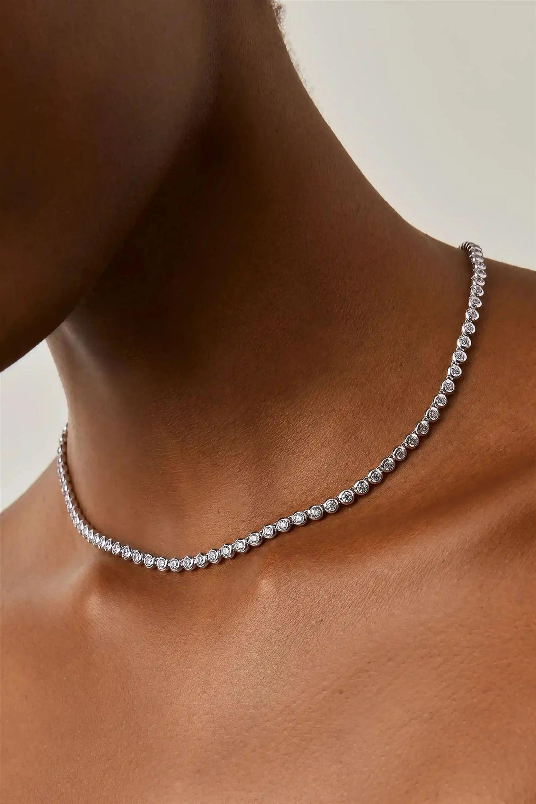 Tennis Round Necklace Silver